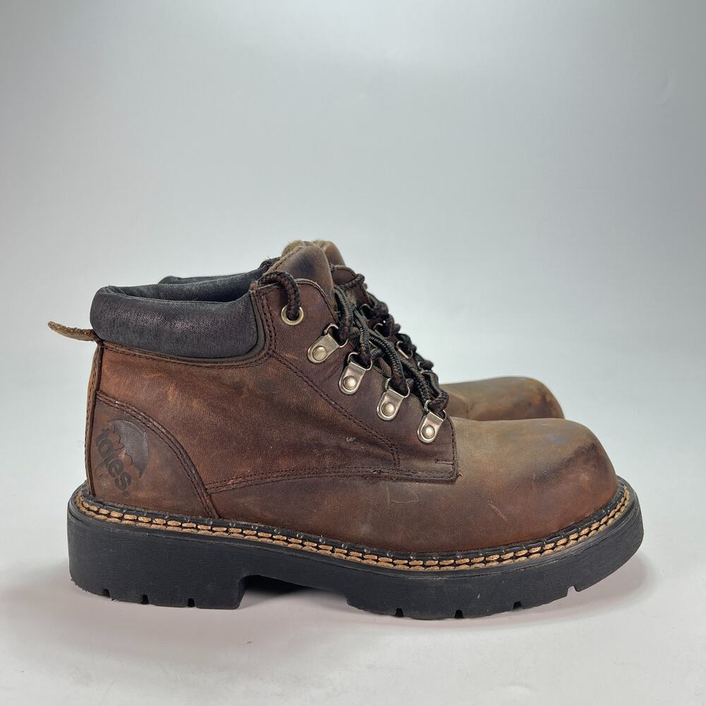 Totes Brown Leather Lace Up Waterproof Utility Ankle Work Boots Men's Size 7.5M